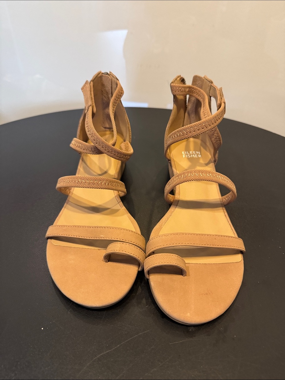Eileen Fisher Cognac Strappy Flat Sandals